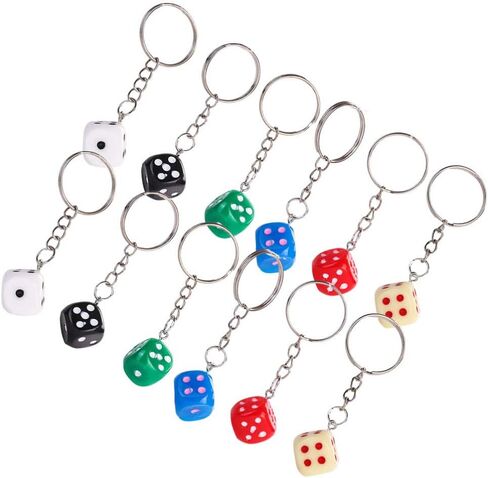 KESYOO 12pcs Dice Keychain Creative Key Holder Keychains for Fathers Birthday Gifts(Mixed Colors) in Kuwait