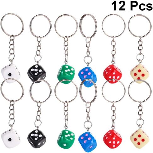 KESYOO 12pcs Dice Keychain Creative Key Holder Keychains for Fathers Birthday Gifts(Mixed Colors) in Kuwait