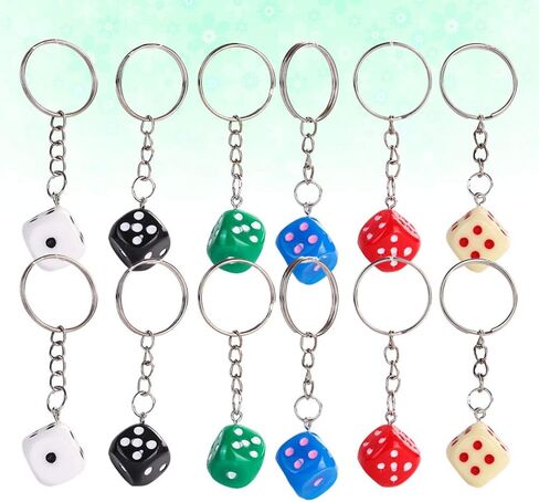 KESYOO 12pcs Dice Keychain Creative Key Holder Keychains for Fathers Birthday Gifts(Mixed Colors) in Kuwait