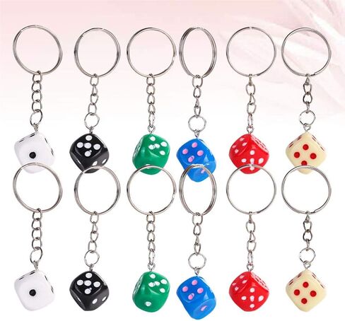 KESYOO 12pcs Dice Keychain Creative Key Holder Keychains for Fathers Birthday Gifts(Mixed Colors) in Kuwait