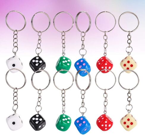 KESYOO 12pcs Dice Keychain Creative Key Holder Keychains for Fathers Birthday Gifts(Mixed Colors) in Kuwait