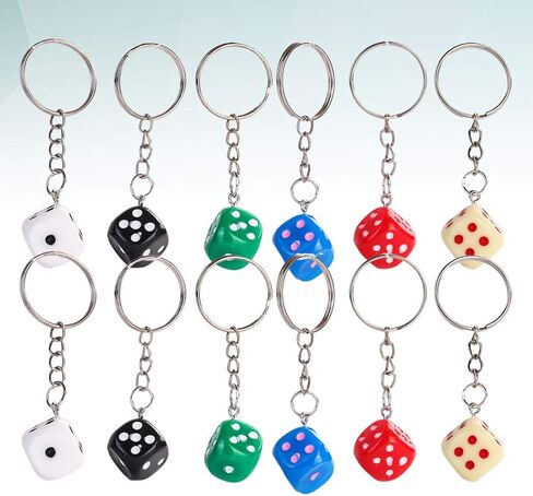 KESYOO 12pcs Dice Keychain Creative Key Holder Keychains for Fathers Birthday Gifts(Mixed Colors) in Kuwait