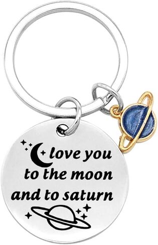 سلسلة مفاتيح Moon Saturn Keychain لمحبي الموسيقى والمغنية والأغنية المستوحاة من المعجبين هدية أحبك إلى القمر وإلى زحل in Kuwait