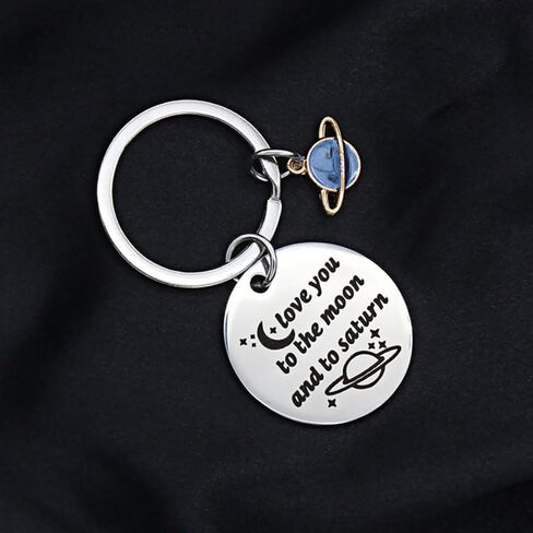سلسلة مفاتيح Moon Saturn Keychain لمحبي الموسيقى والمغنية والأغنية المستوحاة من المعجبين هدية أحبك إلى القمر وإلى زحل in Kuwait