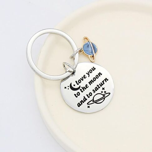 سلسلة مفاتيح Moon Saturn Keychain لمحبي الموسيقى والمغنية والأغنية المستوحاة من المعجبين هدية أحبك إلى القمر وإلى زحل in Kuwait