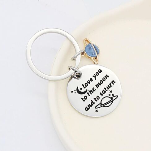 سلسلة مفاتيح Moon Saturn Keychain لمحبي الموسيقى والمغنية والأغنية المستوحاة من المعجبين هدية أحبك إلى القمر وإلى زحل in Kuwait