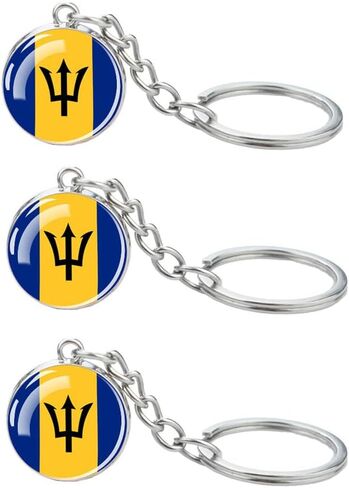 3 Pcs Barbados Flag Key Chain,Cool Keychain for Car Keys, Stainless Steel Keyrings & Keychains,Used for Home Decoration, Jewelry Hanging Decorations. in Saudi Arabia
