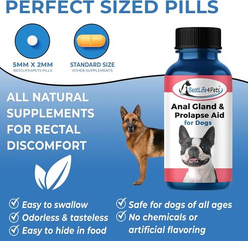 BestLife4Pets Scoot Stopper & Anal Gland Support - Natural Relief for Anal Gland Issues, Rectal Prolapse, Itching and Discomfort in Dogs & Cats of All Breeds and Sizes - 400 Odorless, Tasteless Pills in Saudi Arabia