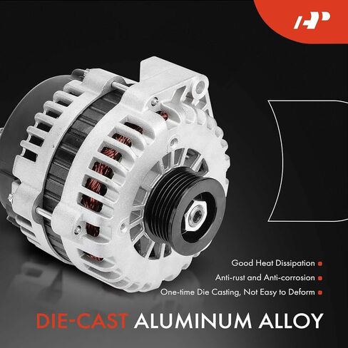 مولد كهربائي A-Premium عالي الإخراج 253 أمبير متوافق مع Chevy Silverado 1500 99-05 Silverado 2500 3500 Tahoe & GMC Sierra Yukon & Cadillac & Isuzu، 12V CW 6-Groove Pulley، استبدال # 10464476 10464405 in Saudi Arabia