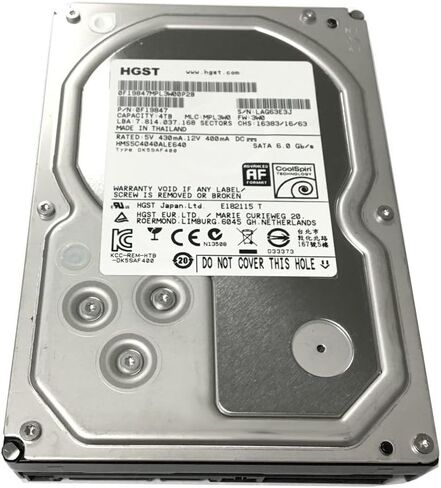 HGST MegaScale DC 4000.B HMS5C4040ALE640 (0F19847) 4 تيرابايت Coolspin 64 ميجابايت كاش SATA 6.0 جيجابايت/ثانية 3.5 بوصة محرك الأقراص الصلبة للمؤسسات (متجدد) in Kuwait