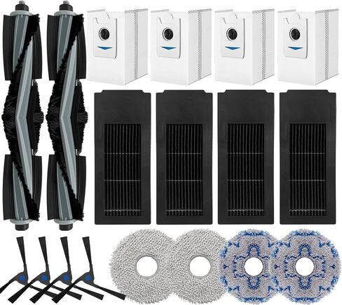 قطع غيار DEEBOT X2 Omni لـ ECOVACS DEEBOT X2 Omni / X2 / X2 Pro / DEX86 Robot Vacuum، 2 فرشاة مطاطية رئيسية، 4 فرشاة جانبية، 4 مرشحات هيبا، 4 أكياس غبار، 4 قطع قماش ممسحة in Saudi Arabia