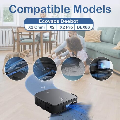 قطع غيار DEEBOT X2 Omni لـ ECOVACS DEEBOT X2 Omni / X2 / X2 Pro / DEX86 Robot Vacuum، 2 فرشاة مطاطية رئيسية، 4 فرشاة جانبية، 4 مرشحات هيبا، 4 أكياس غبار، 4 قطع قماش ممسحة in Saudi Arabia