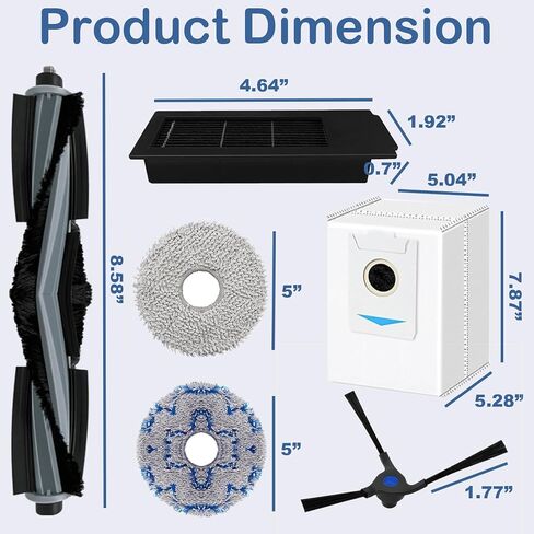 قطع غيار DEEBOT X2 Omni لـ ECOVACS DEEBOT X2 Omni / X2 / X2 Pro / DEX86 Robot Vacuum، 2 فرشاة مطاطية رئيسية، 4 فرشاة جانبية، 4 مرشحات هيبا، 4 أكياس غبار، 4 قطع قماش ممسحة in Saudi Arabia