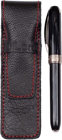 حافظة أقلام من الجلد الطبيعي المحبب بالكامل وحقيبة لحمل القلم باللون الأسود in Kuwait