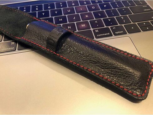 حافظة أقلام من الجلد الطبيعي المحبب بالكامل وحقيبة لحمل القلم باللون الأسود in Kuwait