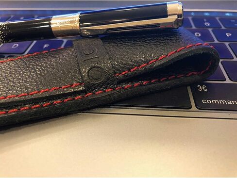 حافظة أقلام من الجلد الطبيعي المحبب بالكامل وحقيبة لحمل القلم باللون الأسود in Kuwait