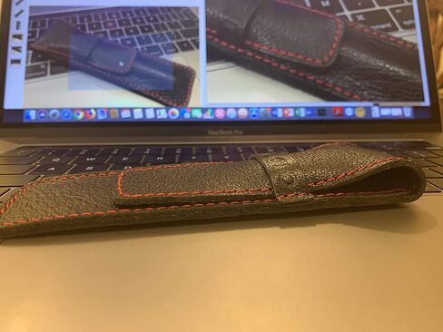 حافظة أقلام من الجلد الطبيعي المحبب بالكامل وحقيبة لحمل القلم باللون الأسود in Kuwait