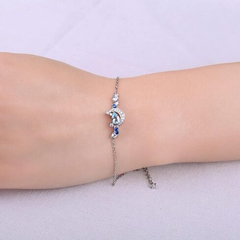 JewelryPalace Moon Star 2.2ct الكمثرى قطع حقيقية السماء الزرقاء توباز خلق الياقوت قابل للتعديل رابط بولو سوار للنساء، 14K الذهب مطلي 925 سوار الفضة الاسترليني لها، مجموعات المجوهرات الأحجار الكريمة in Kuwait