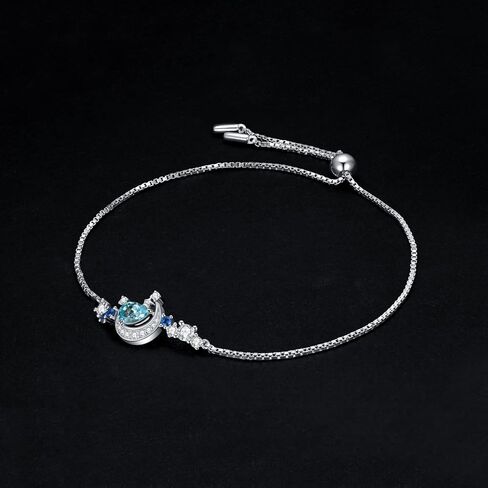 JewelryPalace Moon Star 2.2ct الكمثرى قطع حقيقية السماء الزرقاء توباز خلق الياقوت قابل للتعديل رابط بولو سوار للنساء، 14K الذهب مطلي 925 سوار الفضة الاسترليني لها، مجموعات المجوهرات الأحجار الكريمة in Kuwait