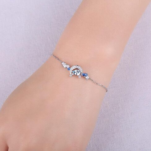 JewelryPalace Moon Star 2.2ct الكمثرى قطع حقيقية السماء الزرقاء توباز خلق الياقوت قابل للتعديل رابط بولو سوار للنساء، 14K الذهب مطلي 925 سوار الفضة الاسترليني لها، مجموعات المجوهرات الأحجار الكريمة in Kuwait