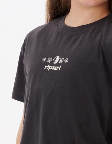 تي شيرت Rip Curl للفتيات Cosmic Paradise (للأطفال الكبار) باللون الأسود المغسول 14 (للأطفال الكبار) in Saudi Arabia