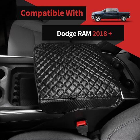 Voodola for Dodge RAM 2018+ غطاء صندوق مسند ذراع وحدة التحكم المركزية غطاء مضاد للخدش غطاء الحيوانات الأليفة متوافق مع دودج رام - أسود in Saudi Arabia