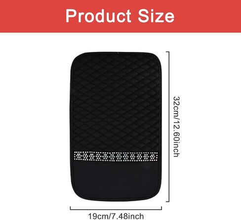Bling Leather Car Center Console Cover,12.6" x 7.48" Bling Leather Car Armrest Box Cover,Waterproof Car Armrest Seat Box Cover, for Most Car, Vehicles, SUVs, Trucks in Saudi Arabia