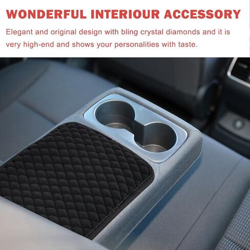Bling Leather Car Center Console Cover,12.6" x 7.48" Bling Leather Car Armrest Box Cover,Waterproof Car Armrest Seat Box Cover, for Most Car, Vehicles, SUVs, Trucks in Saudi Arabia