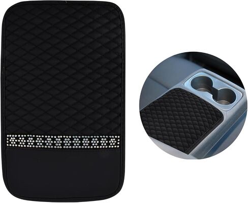 Bling Leather Car Center Console Cover,12.6" x 7.48" Bling Leather Car Armrest Box Cover,Waterproof Car Armrest Seat Box Cover, for Most Car, Vehicles, SUVs, Trucks in Saudi Arabia