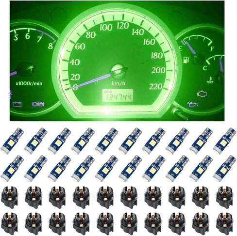 20PCS Car LED Dash Lights, 3030-3SMD High-brightness Instrument Cluster Dashboard Panel Gauge Indicator Light with Twist Lock Socket, Universal for Car Lighting Accessories (Green) in Saudi Arabia