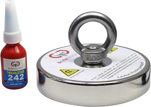 Brute Magnetics- 1500 lb Single Sided Fishing Magnet Bundle, Includes Strong Magnets for Fishing in Lakes or River, 4.7" Rare Earth Neodyminum Fishing Magnet, with Eyebolt and Threadlocker in Kuwait