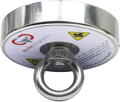 Brute Magnetics- 1500 lb Single Sided Fishing Magnet Bundle, Includes Strong Magnets for Fishing in Lakes or River, 4.7" Rare Earth Neodyminum Fishing Magnet, with Eyebolt and Threadlocker in Kuwait