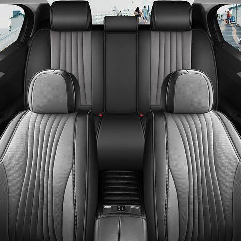 Red Rain Gray and Black Seat Covers Universal Leather Seat Cover 13pcs Waterproof Full Coverage Auto Seat Cushion Covers for Car Truck SUV (GP-Gray+Black) in Saudi Arabia