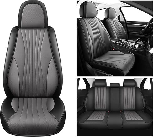 Red Rain Gray and Black Seat Covers Universal Leather Seat Cover 13pcs Waterproof Full Coverage Auto Seat Cushion Covers for Car Truck SUV (GP-Gray+Black) in Saudi Arabia