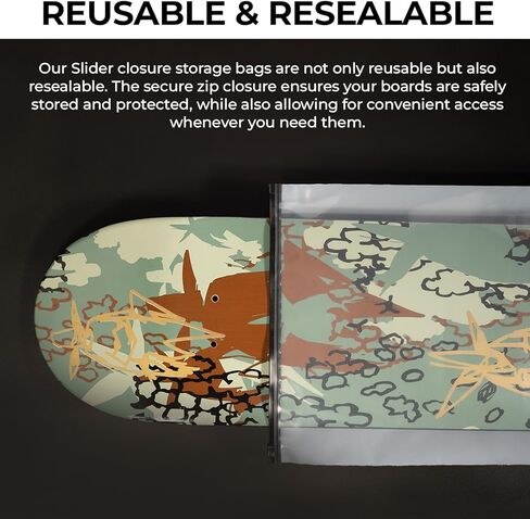 Skateboard Bags - Premium 10-Pack Deck Sleeves for 9.25" Wide Boards - Two-Tone Design, Reusable & Resealable Slider Zip Bags in Kuwait