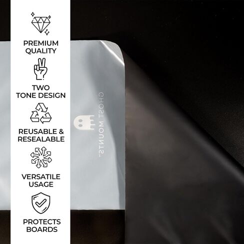 Skateboard Bags - Premium 10-Pack Deck Sleeves for 9.25" Wide Boards - Two-Tone Design, Reusable & Resealable Slider Zip Bags in Kuwait