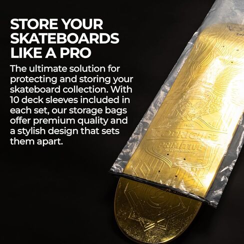 Skateboard Bags - Premium 10-Pack Deck Sleeves for 9.25" Wide Boards - Two-Tone Design, Reusable & Resealable Slider Zip Bags in Kuwait