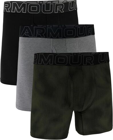 سروال داخلي رجالي من Under Armour مصنوع من القطن عالي الأداء مكون من 3 قطع، درزة داخلية 15.24 سم، راحة طوال اليوم وفائقة النعومة in Kuwait