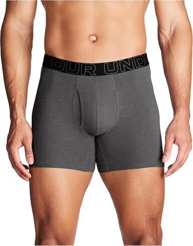 سروال داخلي رجالي من Under Armour مصنوع من القطن عالي الأداء مكون من 3 قطع، درزة داخلية 15.24 سم، راحة طوال اليوم وفائقة النعومة in Kuwait