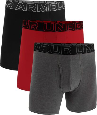 سروال داخلي رجالي من Under Armour مصنوع من القطن عالي الأداء مكون من 3 قطع، درزة داخلية 15.24 سم، راحة طوال اليوم وفائقة النعومة in Kuwait