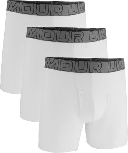 سروال داخلي رجالي من Under Armour مصنوع من القطن عالي الأداء مكون من 3 قطع، درزة داخلية 15.24 سم، راحة طوال اليوم وفائقة النعومة in Kuwait