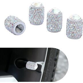 4PCS Bling Tire Valve Caps, Crystal Rhinestone Valve Stem Covers, Car Dustproof Waterproof Tire Air Cap, Universal for Vehicle, Sedan, SUV, Motorcycle, Bicycle (Black) in Saudi Arabia