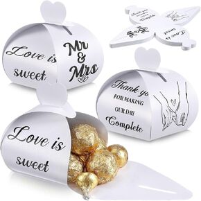50 Pack Small Wedding Thank You Candy Boxes, Love Is Sweet Party Favor Gift Chocolate Boxes, Small Treat Kraft Paper Bags for Guest Wedding Anniversary Bridal Shower Party Supplies(Gold Foil) in Saudi Arabia