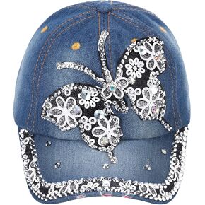 FALETO Bling Baseball Cap for Women Bejeweled Distressed Denim and Diamonds Hat Studded Rhinestone Cap in Kuwait