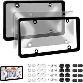 أغطية لوحة الترخيص والإطارات ، أغطية لوحة ترخيص 2 حزمة ، وكسر التحرير والسرد ، ولوحات ترخيص السيارة غير القابلة للكسر ، يلائم أي لوحات أمريكية قياسية مع قبعات مسامير (رمادية) in Kuwait