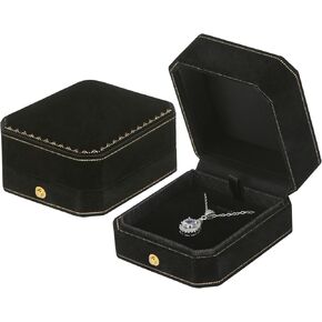Velvet Necklace Pendant Gift Box, Premium Jewellry Storage Display Holder Case for Wedding Engagement Birthday Anniversary Ceremony for Women Girl (Black) in Kuwait