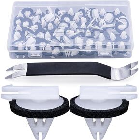 Rexka 50pcs Body Side Moulding Clips - Auto Trim Panel Remover - Black Steel Clips - 8mm x 18mm, 15mm, 13mm - Fits GM 11611375 Cadillac, Chevrolet & GMC - Automotive Repair in Saudi Arabia