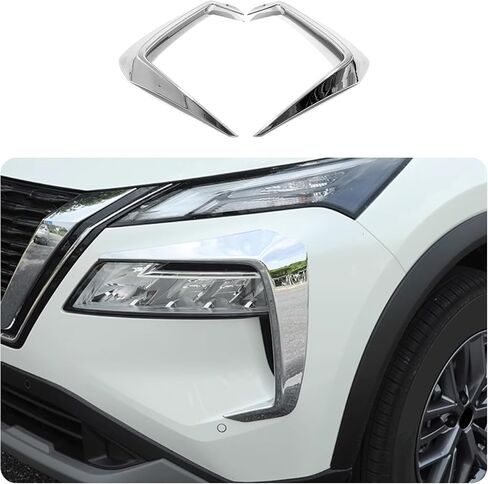 Car Accessories Fit for Nissan New Rogue 2021 2022 2023 Front Fog Light Cover Trim Eyebrow Spoiler (A Style:Chrome) 2PCS ABS in Saudi Arabia