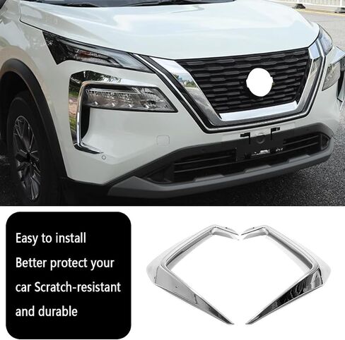 Car Accessories Fit for Nissan New Rogue 2021 2022 2023 Front Fog Light Cover Trim Eyebrow Spoiler (A Style:Chrome) 2PCS ABS in Saudi Arabia