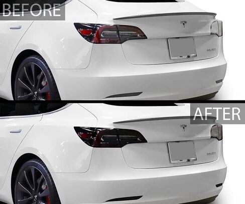 BOGAR TECH DESIGNS Tail Lights Smoke Tint PPF, Tail Lamp Cover Overlay Smokey Side Marker Reflectors Kit Car Accessories Compatible with Tesla Model 3 2017-2023, Dark Smoke in Saudi Arabia